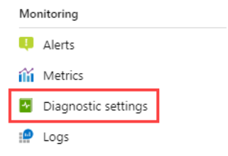 Screenshot showing selection of diagnostic setting option.