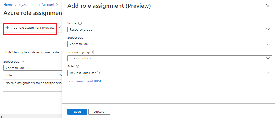 Add role assignments in portal.