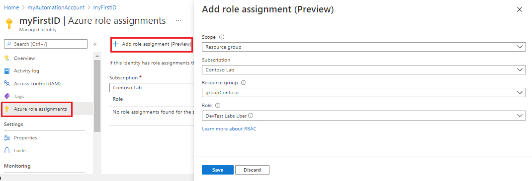 Add role assignments in portal for user-assigned identity.
