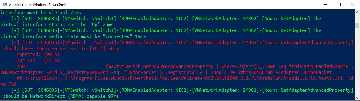 Validate-DCB 工具扫描结果显示大型数据包大小设置错误