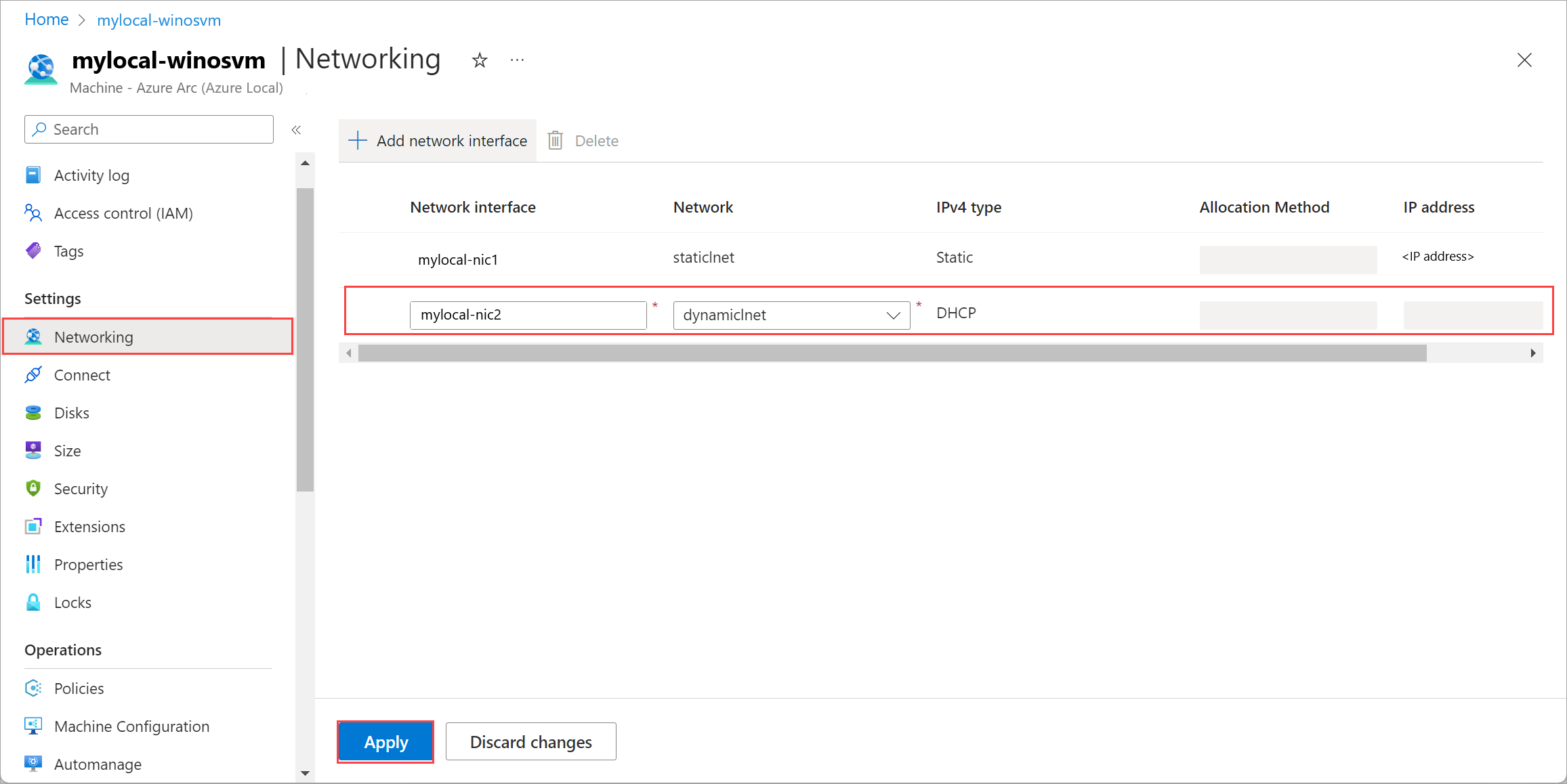 虚拟机的“网络”窗格中“应用”按钮的屏幕截图。
