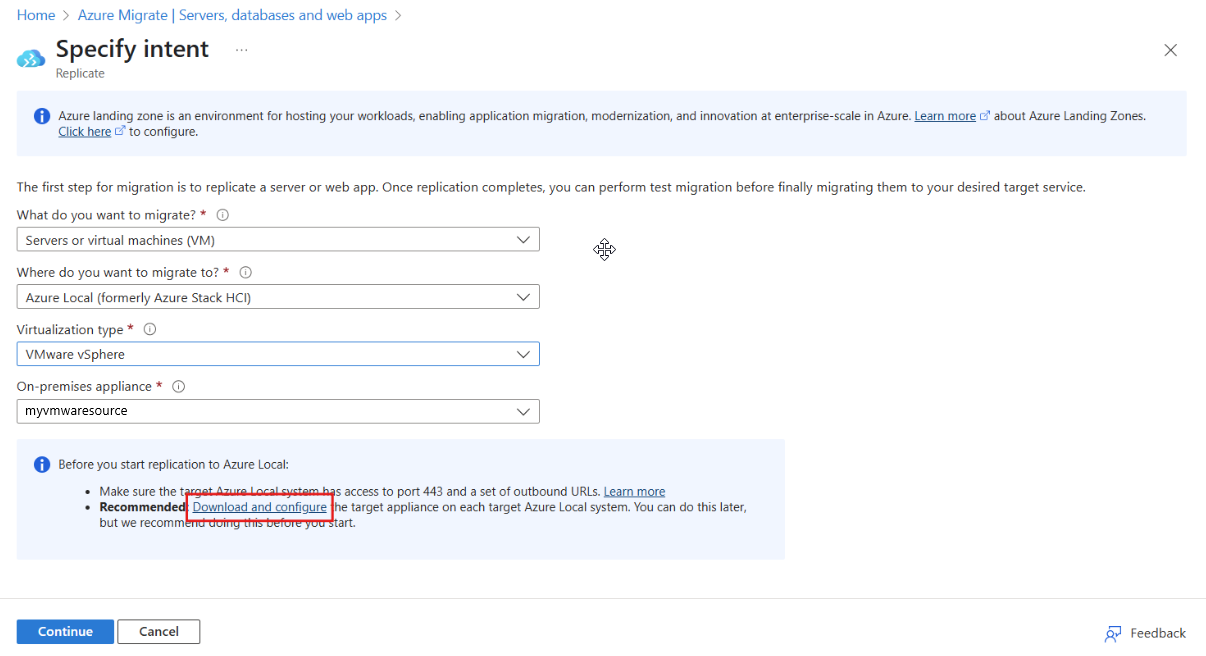 显示“指定意向”页的屏幕截图。