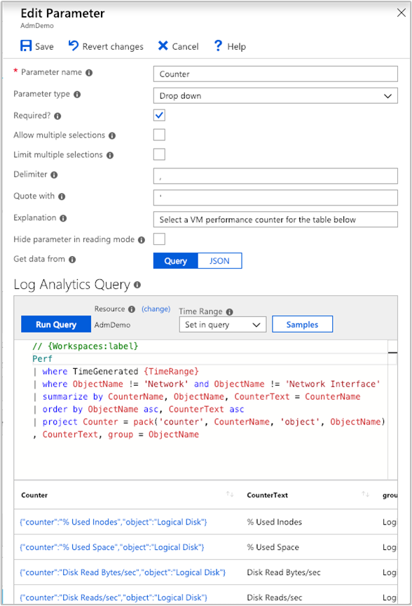 显示“性能计数器”下拉列表的屏幕截图。