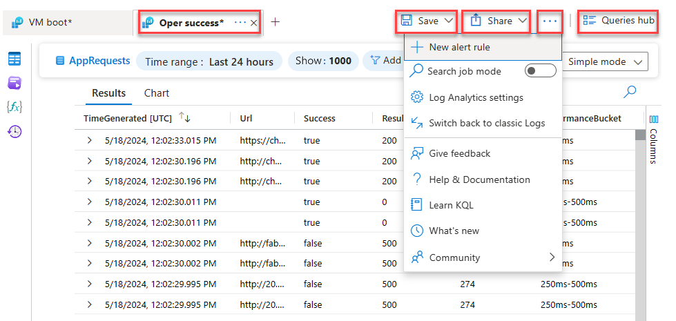 屏幕截图显示 Log Analytics 中的“更多工具”窗口。