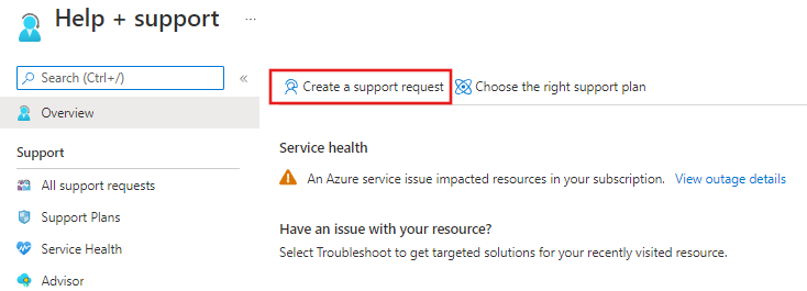 创建新的支持请求