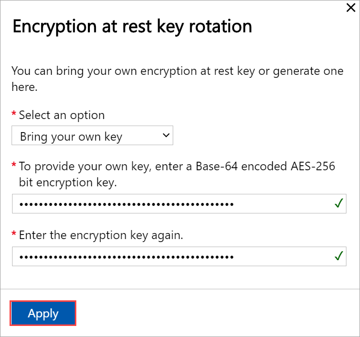 Bring your own encryption-at-rest key