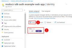 显示如何在资源的“标识”页上为 Azure 资源启用托管标识的屏幕截图。