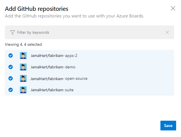 Screenshot showing GitHub repos.