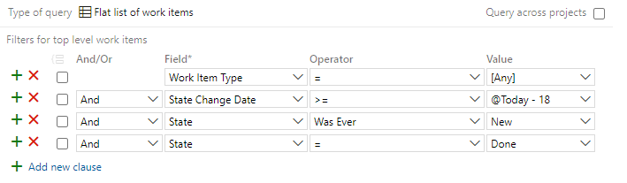 查询编辑器的屏幕截图，筛选状态更改日期和状态字段。