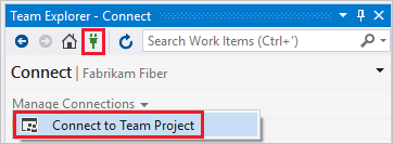 Screenshot of icon and selection to Connect to projects.