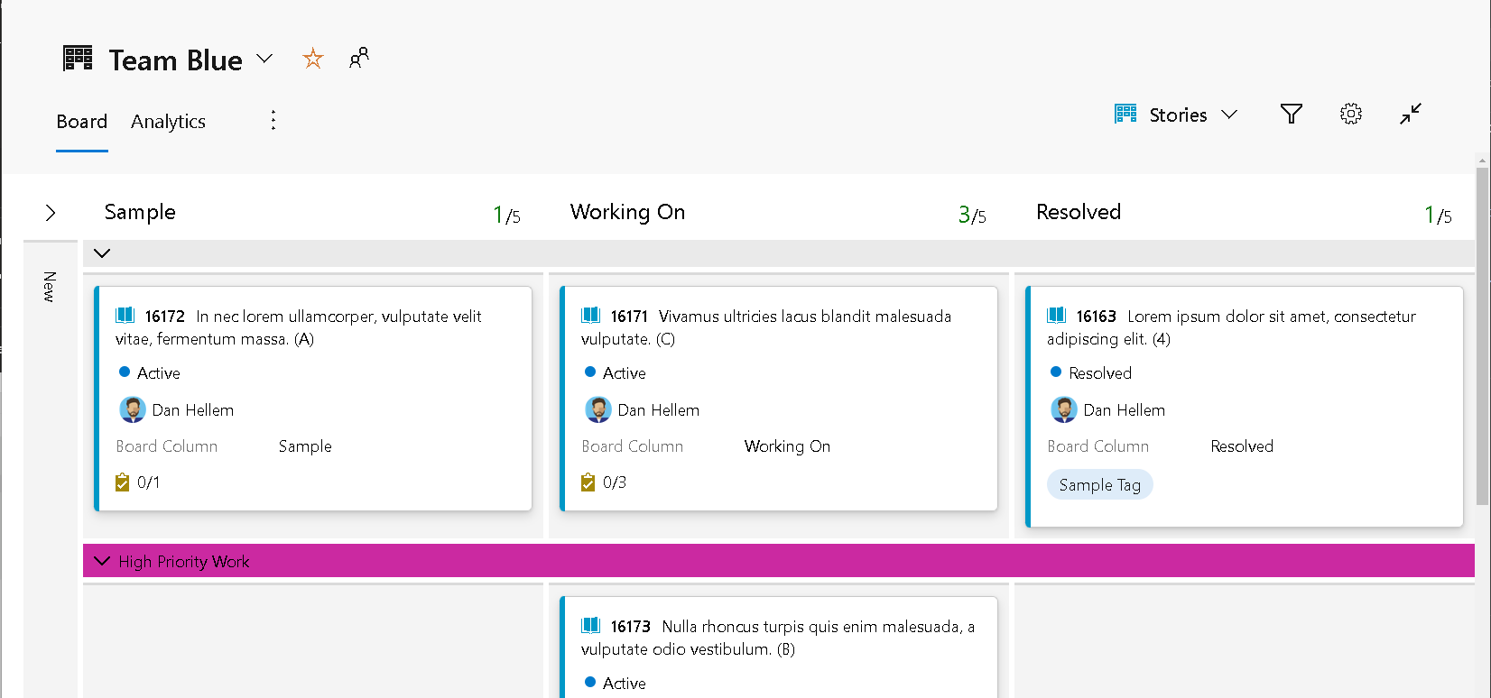泳道颜色示例的屏幕截图