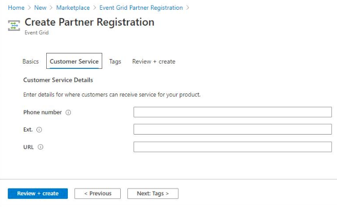Create partner registration - customer service