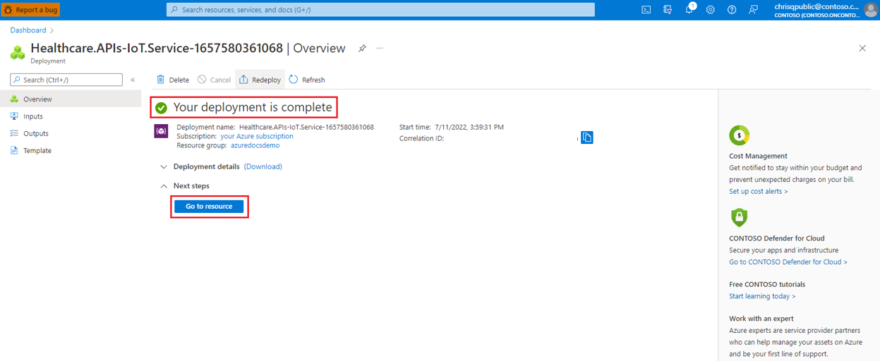 屏幕截图显示医疗技术服务部署完成。