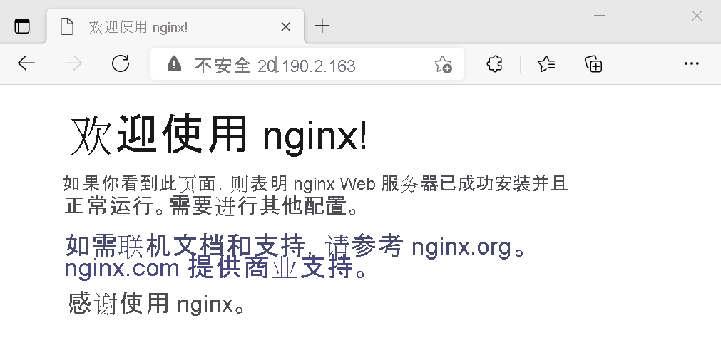 测试 NGINX Web 服务器的屏幕截图。