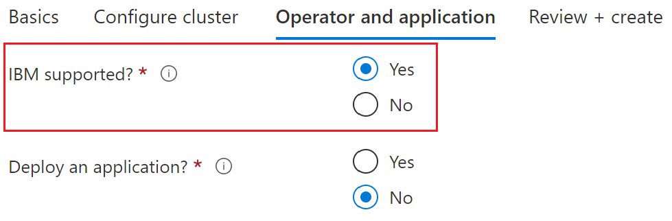 Azure 门户的屏幕截图,其中显示了 Azure Red Hat OpenShift 运算符和应用程序窗格上的 IBM WebSphere Liberty 和 Open Liberty。