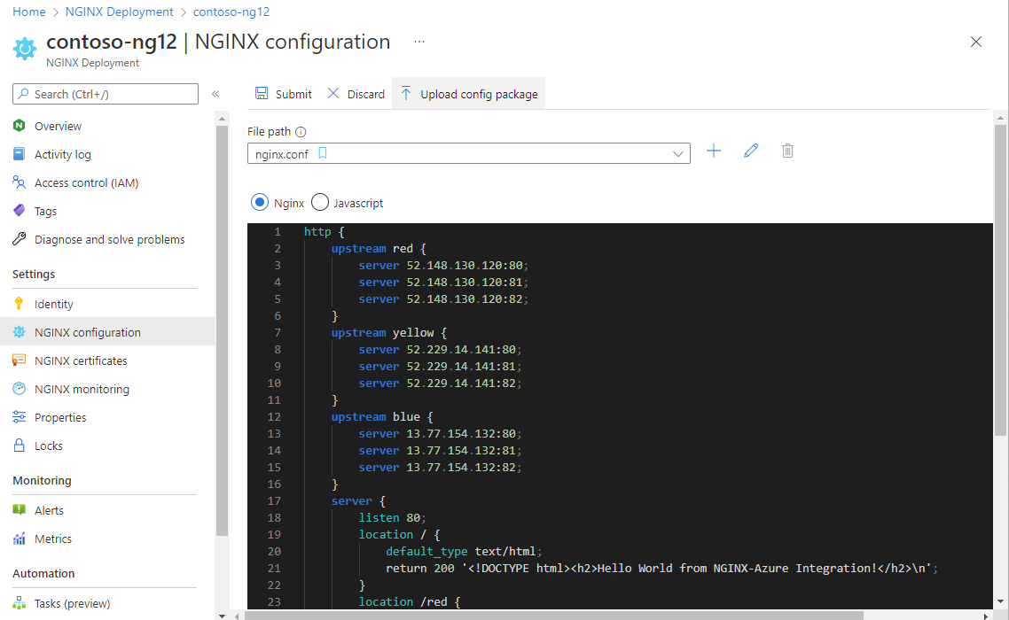 Screenshot of config (. C O N F) file for uploading.