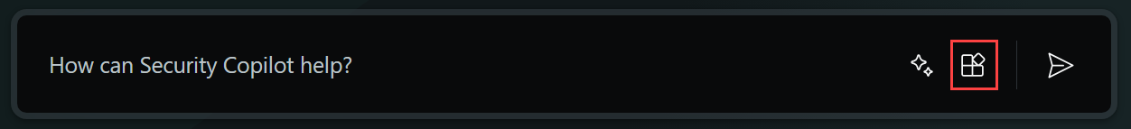 安全 Copilot 中提示栏的屏幕截图，其中突出显示了“源”图标。