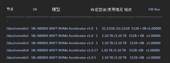 屏幕截图为识别 Linux VM 上的 NVMe 磁盘的说明。