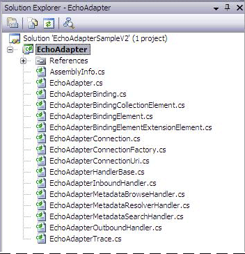 Screenshot that shows the Solution Explorer with the EchoAdapter project.