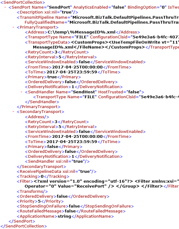 在 Visual Studio 中打开BizTalk Server应用程序绑定文件。