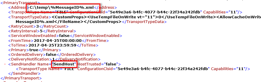 在BizTalk Server应用程序绑定文件中，选择要在 Visual Studio 中更改的元素。