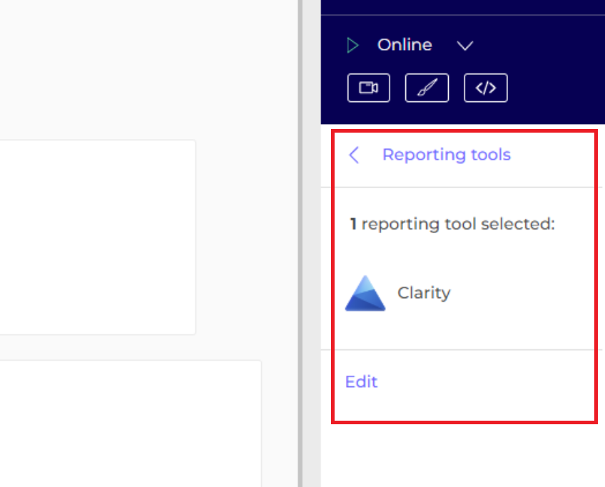 Select Clarity as reporting tool in results page.