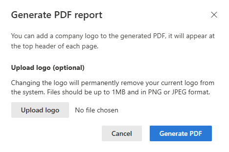 “导出为 PDF”对话框的屏幕截图