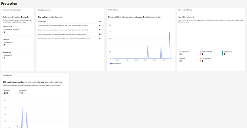 安全摘要报告中的“保护”部分的屏幕截图