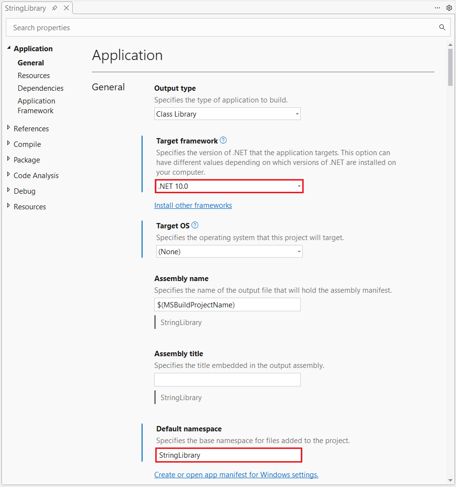 类库的 Project 属性