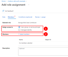 A screenshot showing the radio button to select to assign a role to an Azure AD group and the link used to select the group to assign the role to.