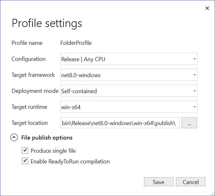 Visual Studio 配置文件设置