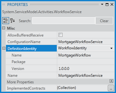 Screenshot that shows the DefinitionIdentity property.