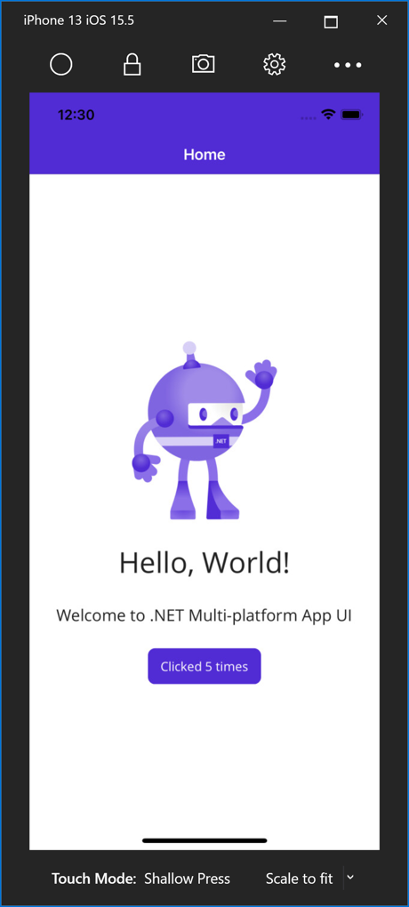 在 Mac 上的 iOS 模拟器中运行的 .NET MAUI 应用。