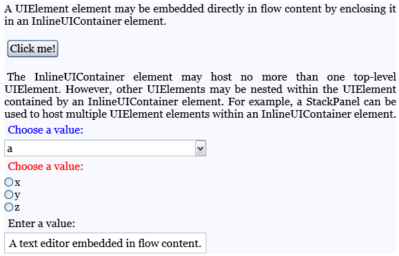 屏幕截图：流中嵌入的 UIElement 元素