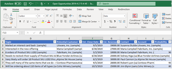 带数据的 Excel 模板。