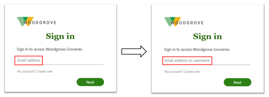 用户名登录选项的屏幕截图。