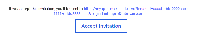 Image of the accept button and redirect URL in the email