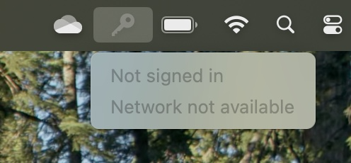 macOS Kerberos SSO 扩展菜单附加项的屏幕截图。