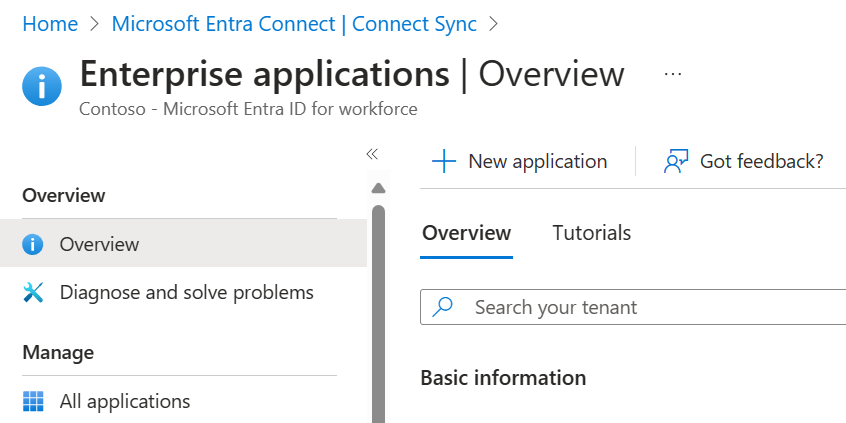 显示 Microsoft Entra 管理中心内“所有应用程序”页的屏幕截图。其中显示了新应用程序。
