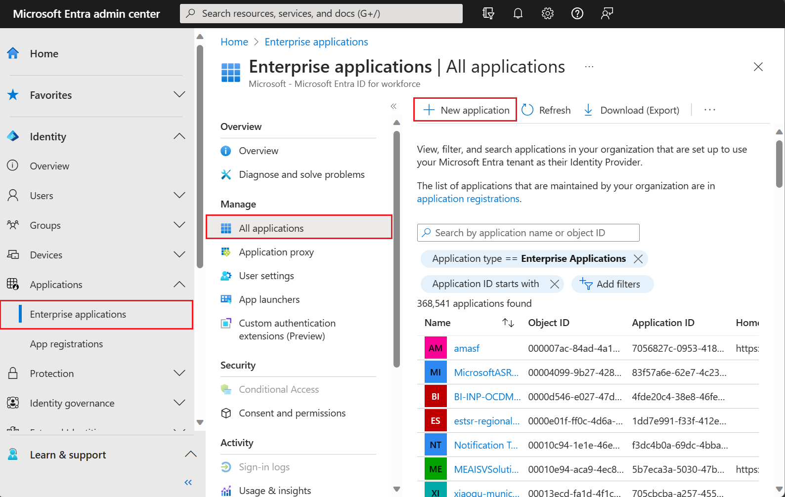 显示 [Microsoft Entra 管理中心](https://entra.microsoft.com).内的 Microsoft Entra 应用程序库窗格的屏幕截图