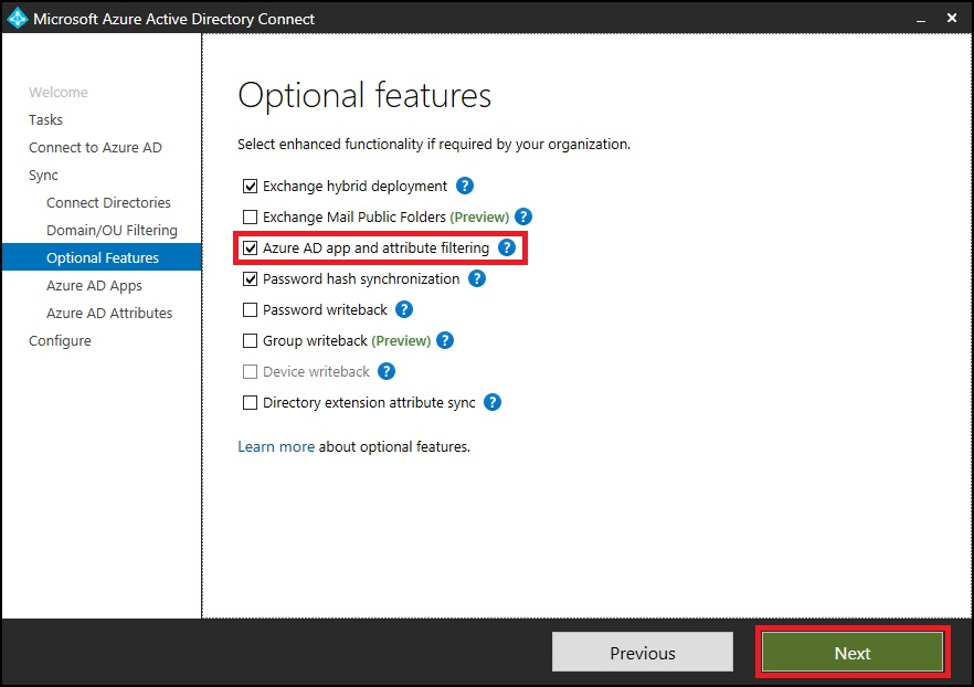 Microsoft Entra Connect optional features