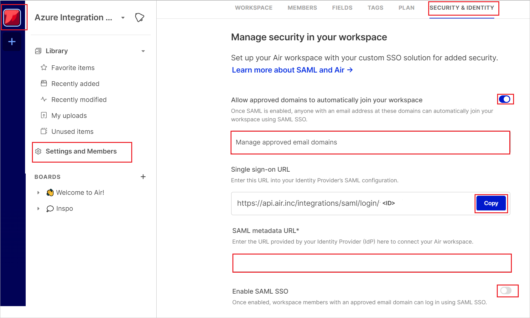 Air 配置的屏幕截图