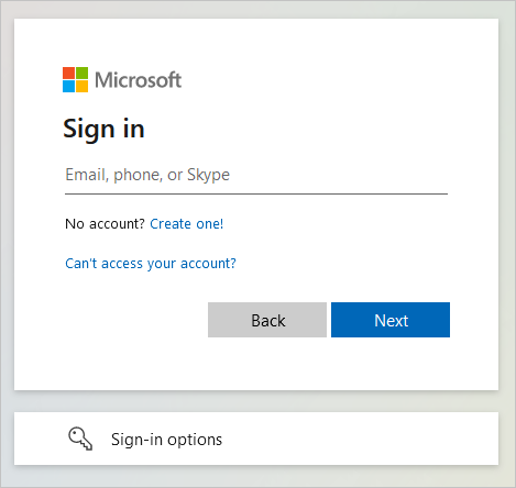 Microsoft Entra 管理登录页面的屏幕截图。