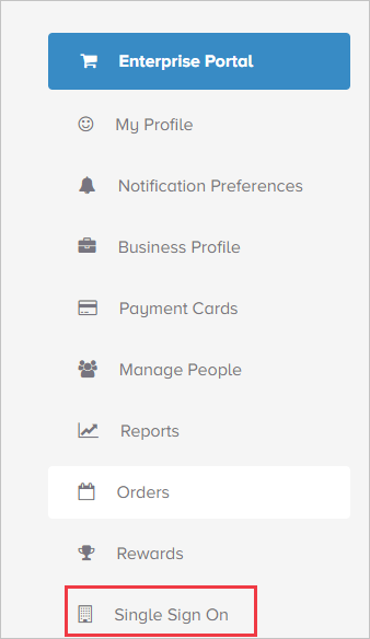 Foodee Enterprise Portal 左窗格菜单