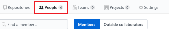 显示 GitHub 站点的屏幕截图，其中已选中“人员”。