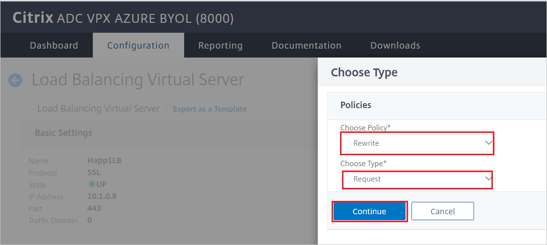 Citrix ADC“配置”–“策略”对话框