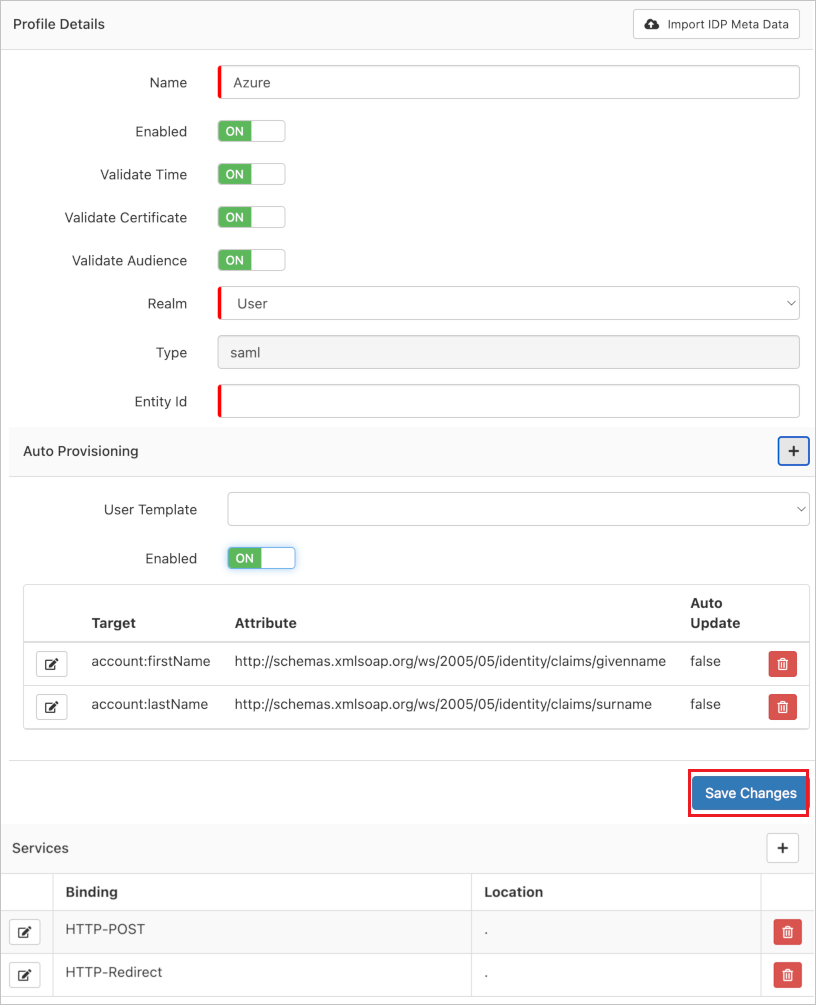 屏幕截图显示了 Hornbill 配置文件