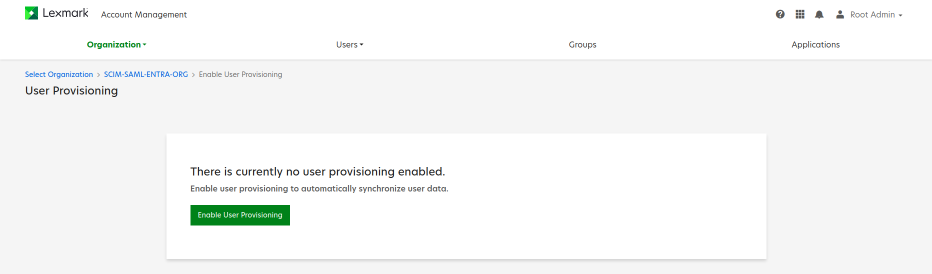 屏幕截图显示“启用用户预配”。