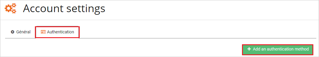 屏幕截图显示了“帐户设置身份验证”，你可以在其中添加身份验证方法。