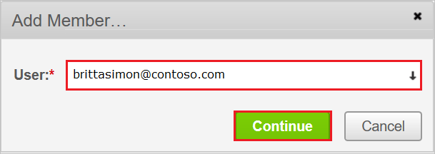 屏幕截图显示了可在其中输入用户的“添加成员”对话框。